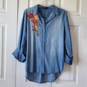Tencil Shirt Embroidered Denim-Look - Large